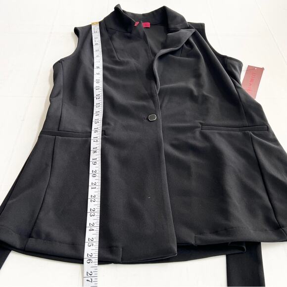 New LOVE SCARLETT Black Belted Longline Sleeveless Blazer Vest Waist Tie SIZE S - Picture 5 of 7